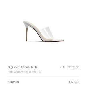 Femme LA white GIGI pvc & steel mule sz 38